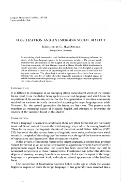 fossilization and an emerging social dialect