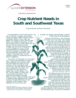 Crop Nutrient Needs in the South and Southwest Texas