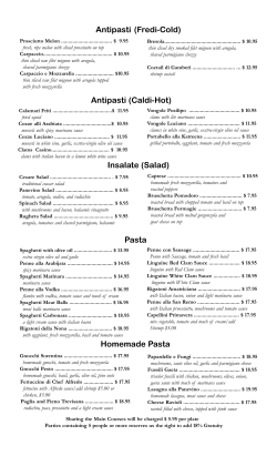 see our printable menu - Panevino