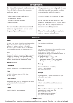 A glossary of mathematical terms