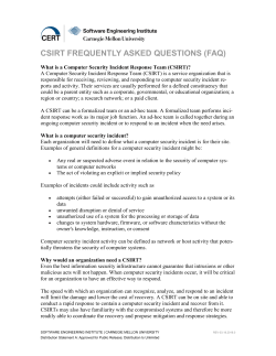 CSIRT Frequently Asked Questions (FAQ)