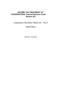 INCOME TAX TREATMENT OF COOPERATIVES