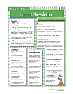 Unit 1 Parent Newsletter