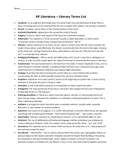 AP Literature &ndash; Literary Terms List