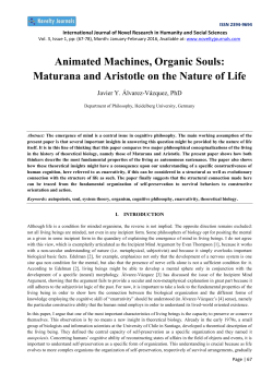 Animated Machines, Organic Souls: Maturana and Aristotle on the