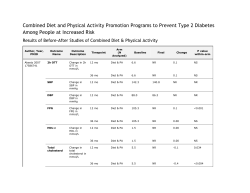 Diabetes Prevention and Control, Combined Diet and Physical Activity