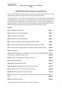 MS 823 Beatrice Warde Collection: Interim Box List