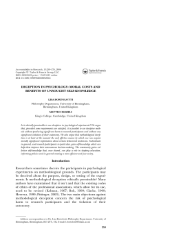 Deception in psychology: moral costs and benefits of unsought self