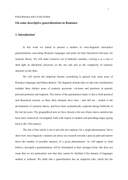 On some descriptive generalizations concerning Romance