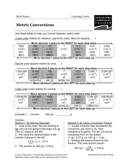 Metric Conversions - VCC Library