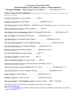 Summer Reading List for Rising 5th graders: 3 Books minimum