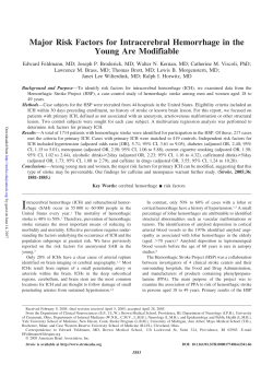 Major Risk Factors for Intracerebral Hemorrhage