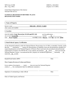 Miller-Pence Farm - West Virginia Division of Culture and History