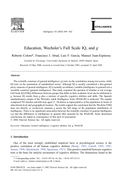 Education, Wechsler`s Full Scale IQ, and g