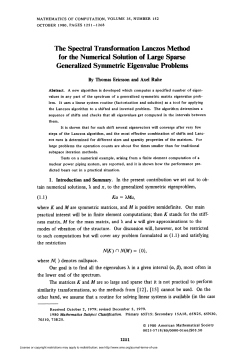 for the Numerical Solution of Large Sparse