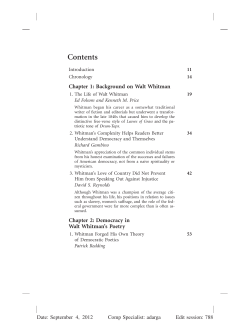 Social Issues in Literature: Democracy in the Poetry of Walt Whitman