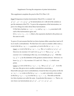 1 Supplement: Proving the uniqueness of prime factorizations This