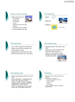 The Three W`s The Wind Layer The Warmth Layer The Wicking