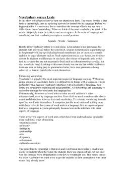 Vocabulary versus Lexis