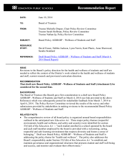 Board Policy AEBB.BP &ndash; Wellness of Students and Staff