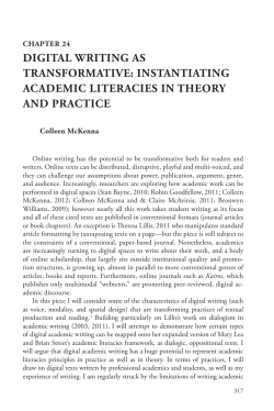DIGITAL WRITING AS TRANSFORMATIVE: INSTANTIATING