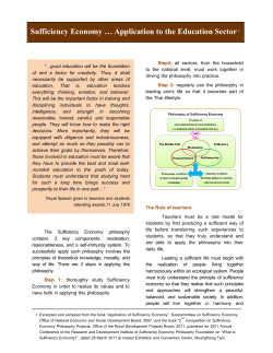 Sufficiency Economy &hellip; Application to the Education Sector1