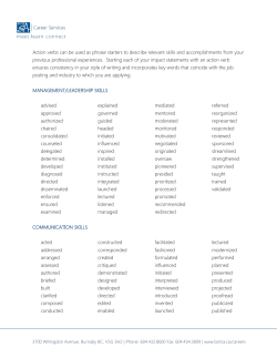 Action verbs can be used as phrase starters to describe relevant