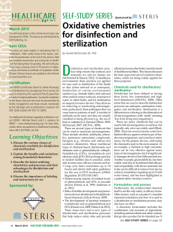 Self Study Series Oxidative chemistries for disinfection and sterilization