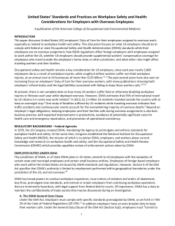 United States` Standards and Practices on Workplace