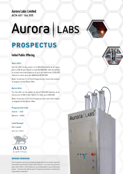 to the Aurora Labs Prospectus