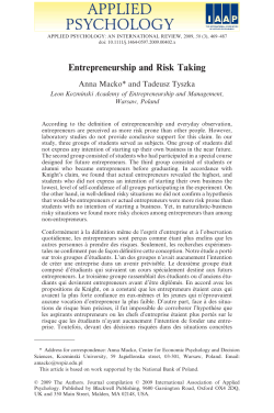 Entrepreneurship and Risk Taking