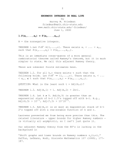 1 ENORMOUS INTEGERS IN REAL LIFE by Harvey M. Friedman