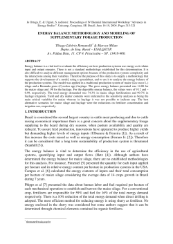 ENERGY BALANCE METHODOLOGY AND MODELING