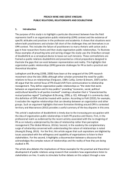 PREACH WINE AND SERVE VINEGAR: PUBLIC RELATIONS