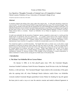 Lex Sportiva: Thoughts Towards a Criminal Law of Competitive