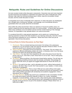 Netiquette - Ground Rules for Online Discussion