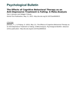 The effectiveness of Cognitive Behavioral Therapy