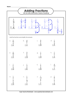 Adding Fractions - Super Teacher Worksheets