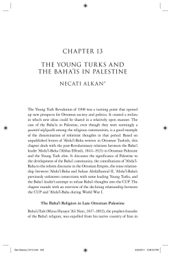 CHAPTER 13 THE YOUNG TURKS AND THE BAHA`IS IN PALESTINE