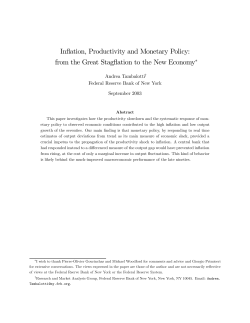 Inflation, Productivity and Monetary Policy: from the Great Stagflation