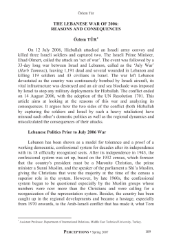 THE LEBANESE WAR OF 2006: REASONS AND