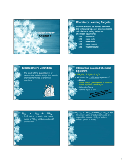 Stoichiometry Chapter 11 Chemistry Learning Targets Stoichiometry