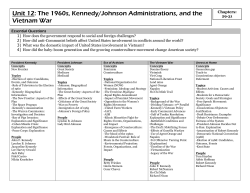 Unit 12: The 1960s, Kennedy/Johnson Administrations, and the