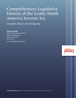 (AIA) Legislative History - Pillsbury Winthrop Shaw Pittman