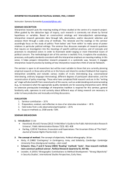 INTERPRETIVE FIELDWORK IN POLITICAL SCIENCE, PHD, 2