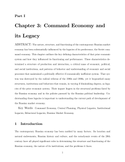 Chapter 3: Command Economy and its Legacy