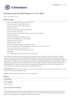 Colombia through the Andes-Cartagena to La Paz