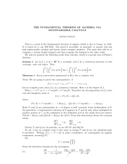 THE FUNDAMENTAL THEOREM OF ALGEBRA VIA