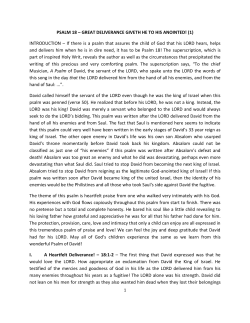 PSALM 18 – GREAT DELIVERANCE GIVETH HE TO HIS