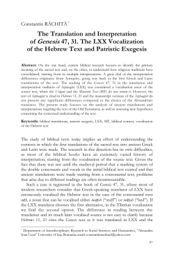 The Translation and Interpretation of Genesis 47, 31